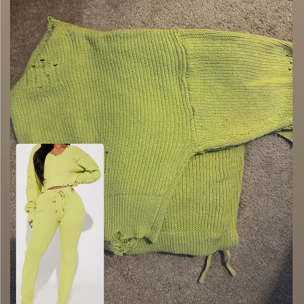 Fashion Nova Lime Green Knit Set